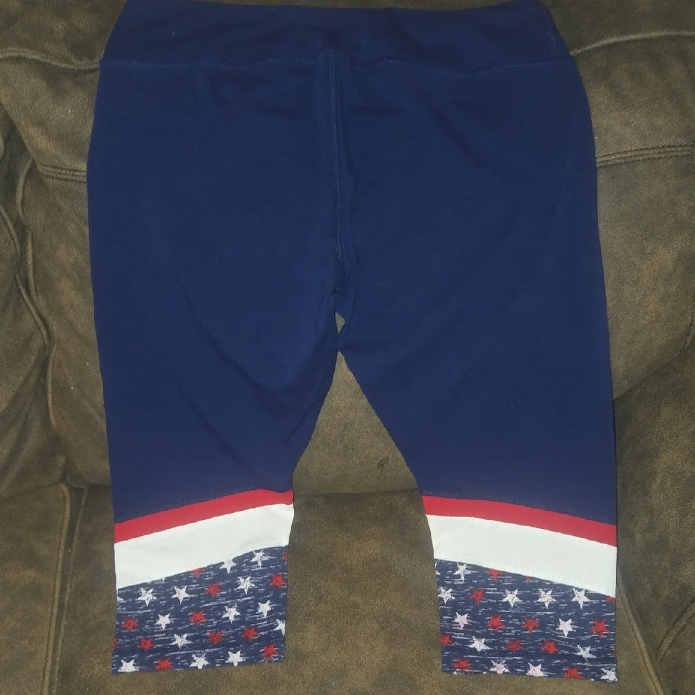 Womens Reebok Blue Leggings With a Red & White Trim and Star Design ~ Size XL - Picture 8 of 16